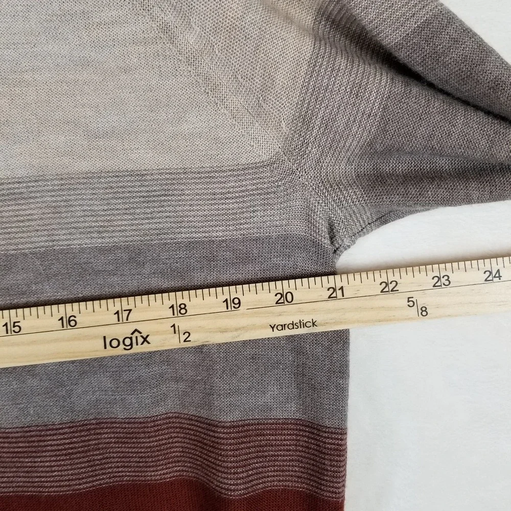 Banana Republic Sweater Mens Large Navy Rust Striped 100% Merino Wool Pullover